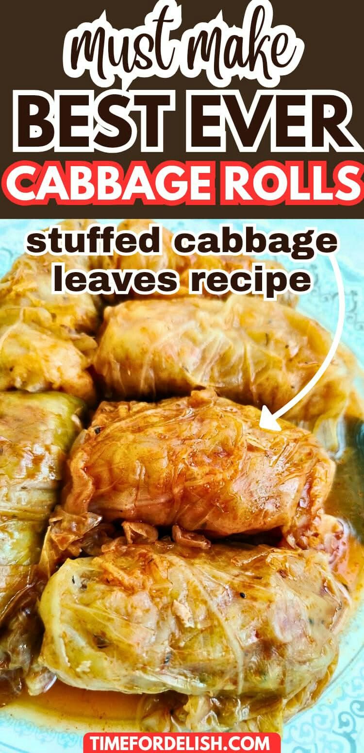 stuffed cabbage rolls on a white plate