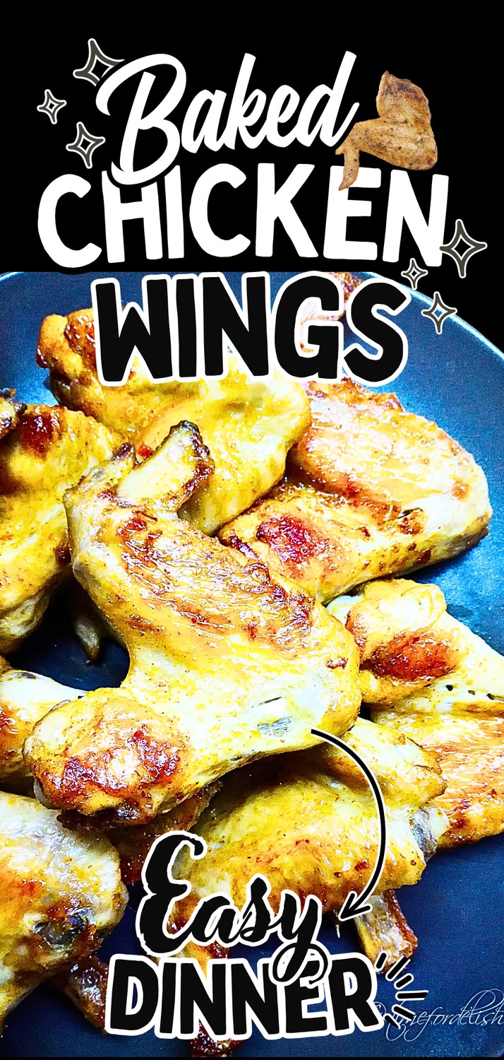 whole baked chicken wings on a blue platter