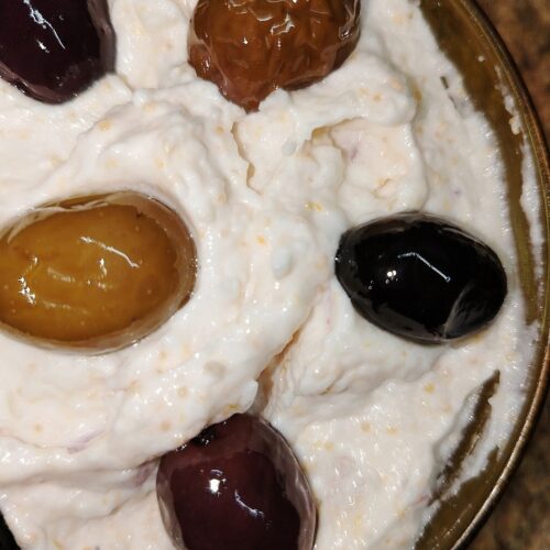 a bawl with fish roe dip salad