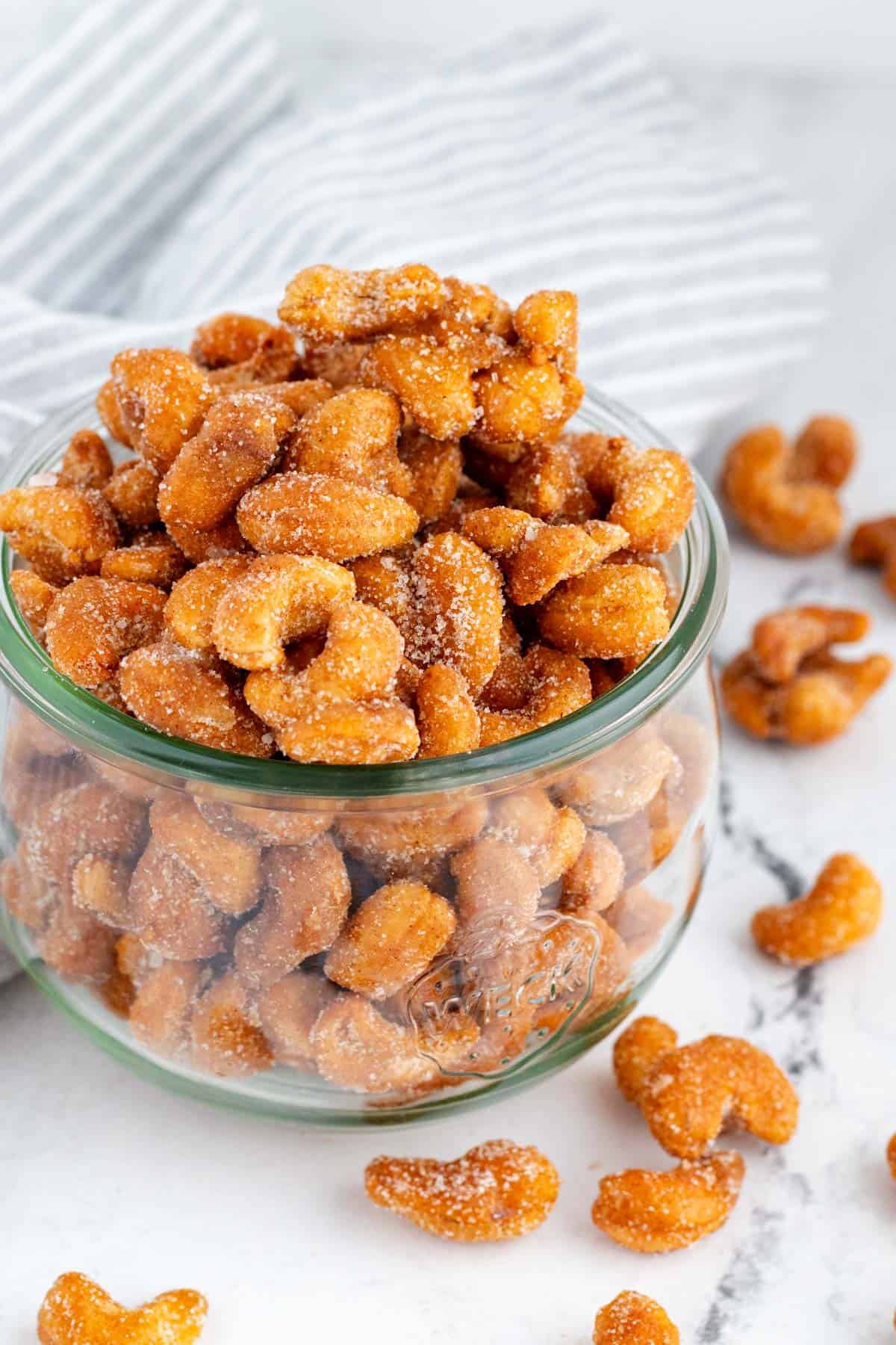honey roasted cashews in a jar