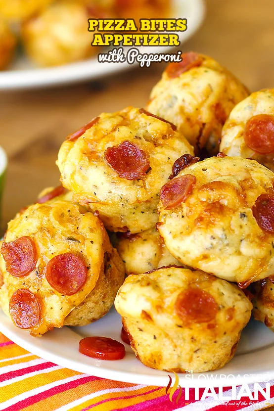 pizza bites on a platter