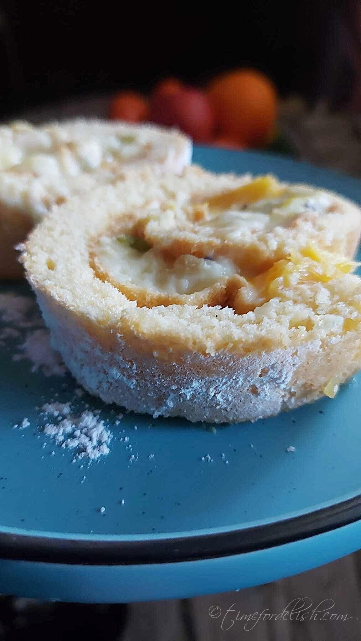 exotic swiss roll cake slices on a plate